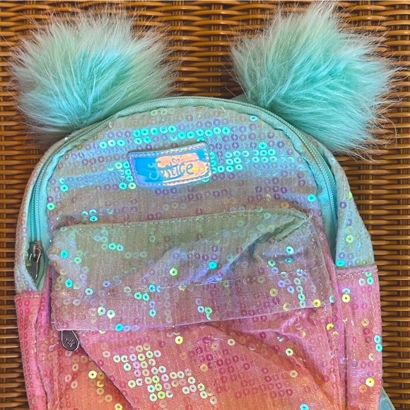 Justice Pom Pom sequin Ombre small / mini backpack bookbag - Picture 5 of 16